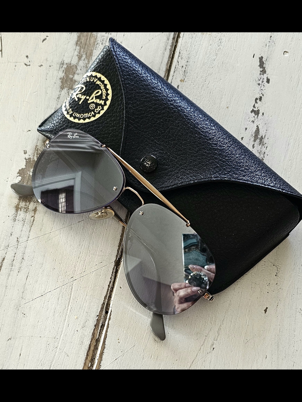 Rayban Frameless Blaze Aviator Mirrrored Lens Sunglasses - Picture 3 of 8